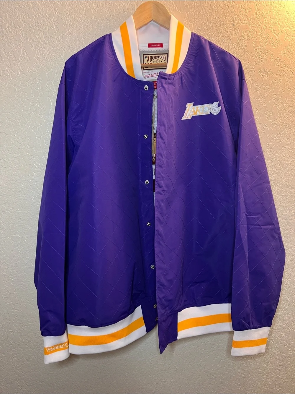Lakers Mitchell & Ness Hardwood Classics 75th Anniversary Warmup Jacket Size XXL